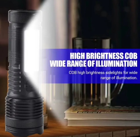 Linterna Táctica LED COB con Zoom Telescópico
