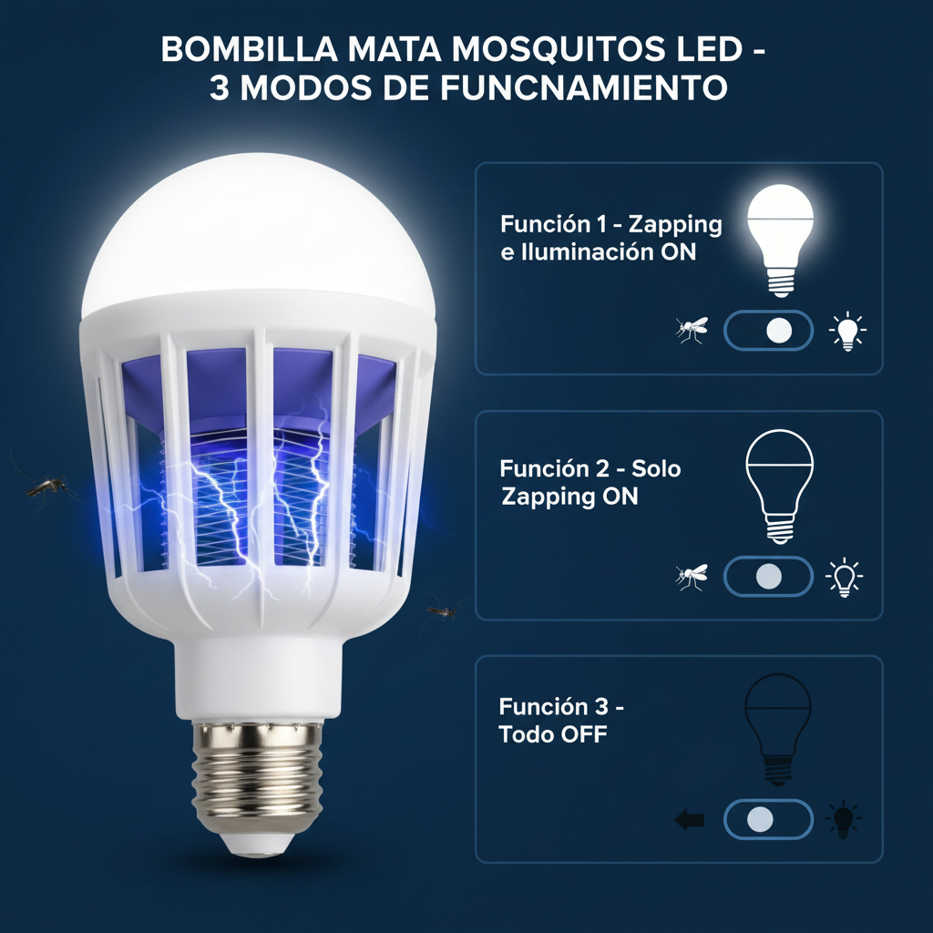 Bombilla antimosquitos modos