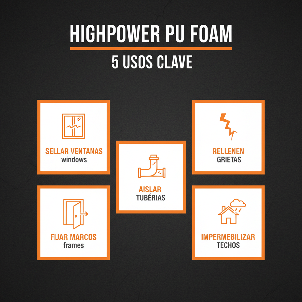 PU Foam - infografía de 5 usos principales