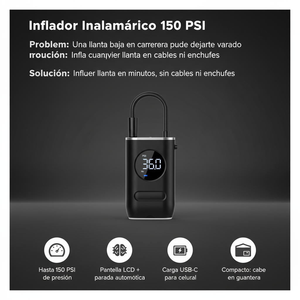 Inflador Inalámbrico - ficha de conversión