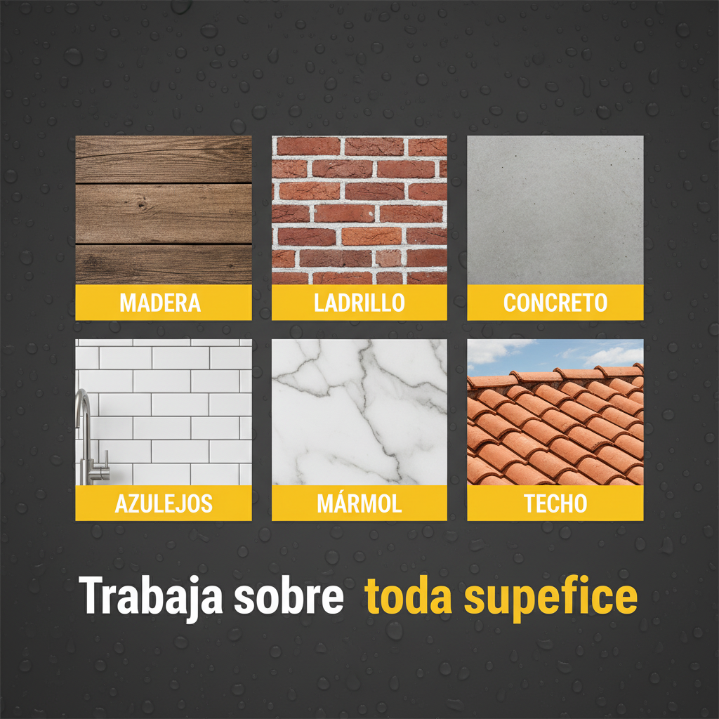 Sellante trabaja en toda superficie - madera, ladrillo, concreto, azulejos, mármol, techo