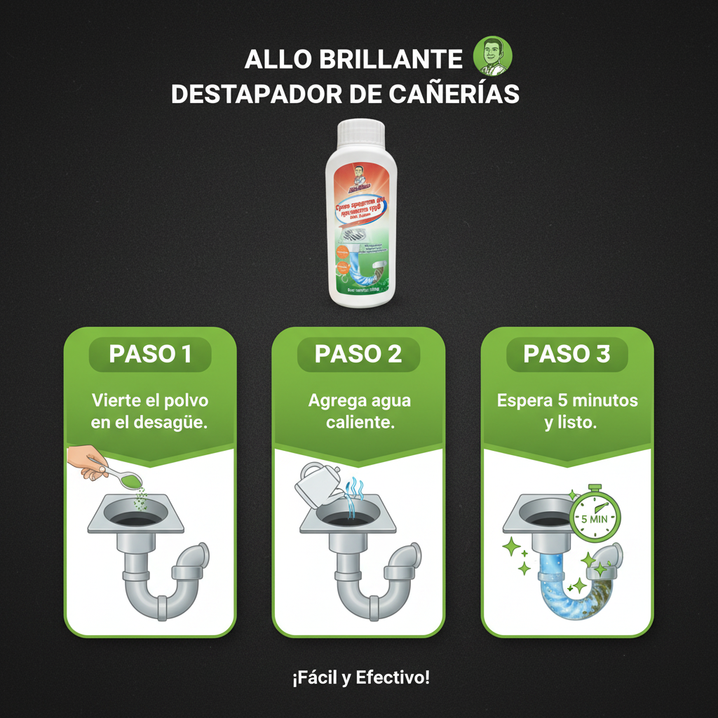 Drain Cleaner - instrucciones de uso en 3 pasos